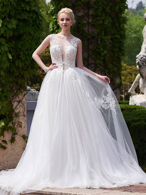 A-line Sheer Tulle Wedding Wear Applique 2018