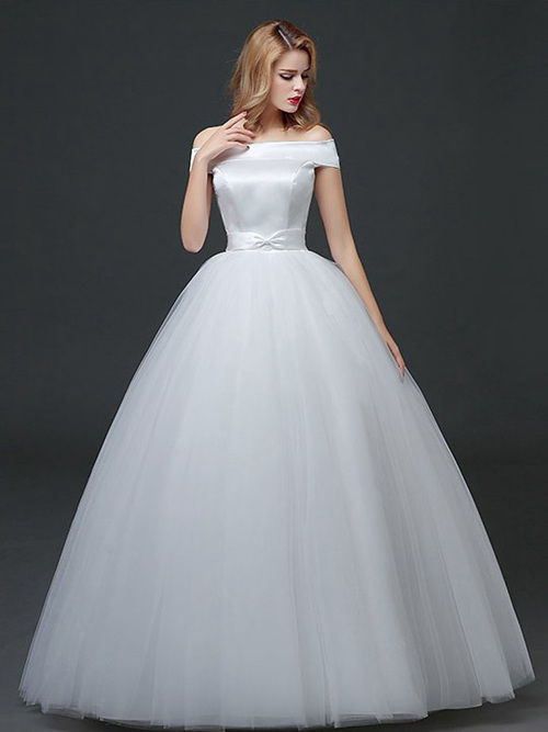 Ball Gown Off Shoulder Satin Tulle 2018 Wedding Wear