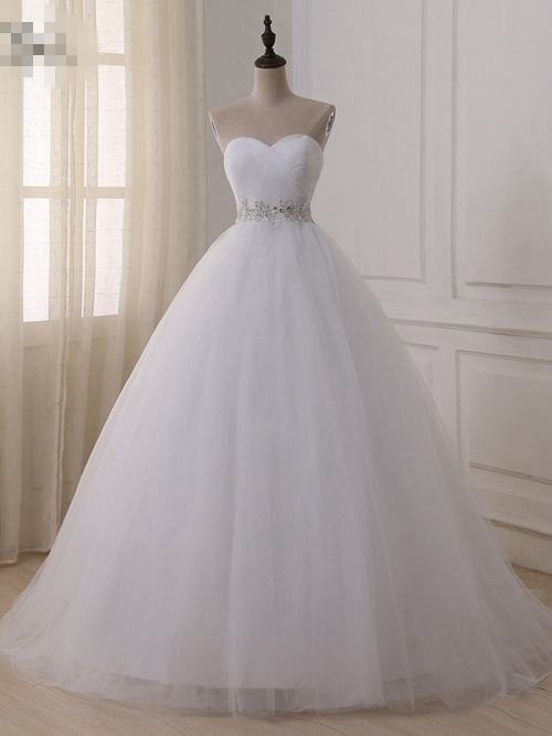 A-line Sweetheart Tulle Wedding Gown 2018 Beads