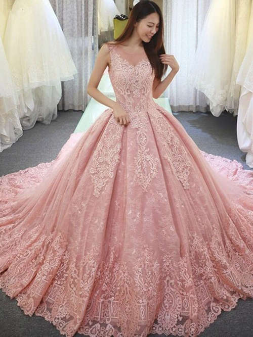 Ball Gown Scoop Lace Bridal Wear 2018