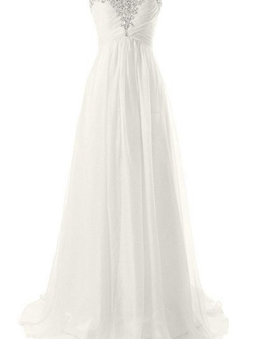 Empire Sweetheart Floor Length Chiffon Beach Wedding Gown