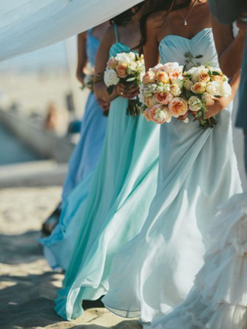 Sheath Sweetheart Floor Length Chiffon Beach Wedding Gown