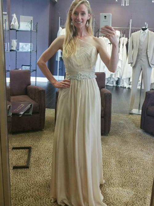 A-line One Shoulder Floor Length Chiffon Bridesmaid Dress With B