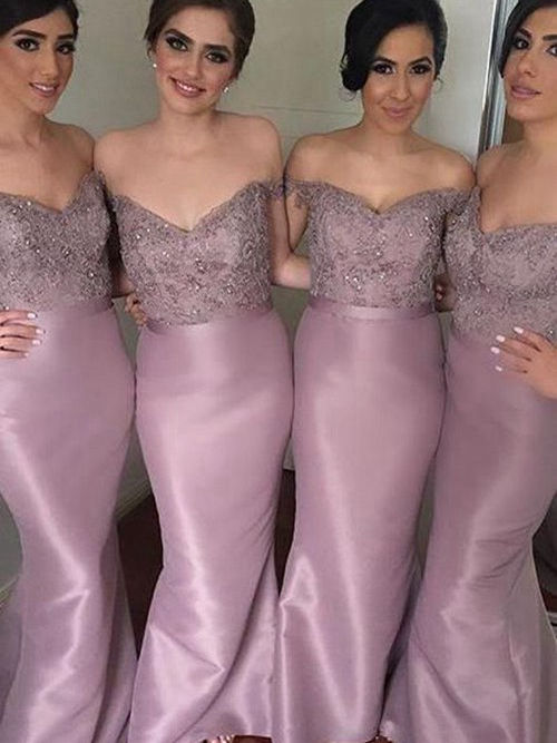 Mermaid Sweetheart Floor Length Taffeta Bridesmaid Dresses
