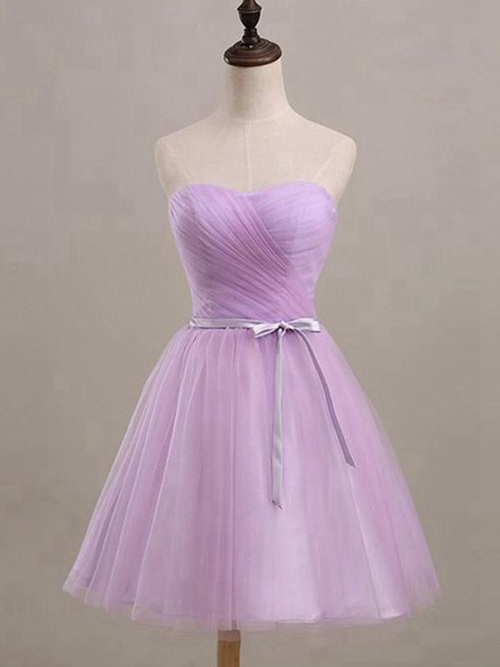 A-line Sweetheart Knee Length Organza Bridesmaid Dress