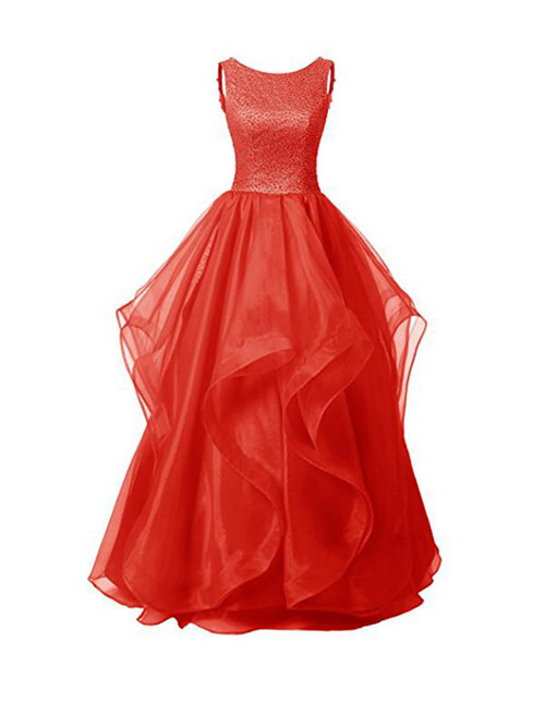 A-line Scoop Organza Bridesmaid Dress