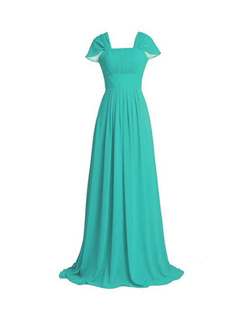 A-line Straps Chiffon Green Bridesmaid Dress
