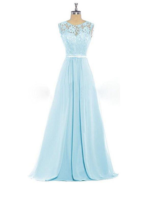 A-line Scoop Lace Chiffon Bridesmaid Dress