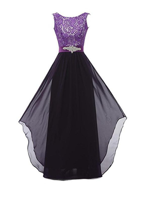 A-line Scoop Lace Chiffon Bridesmaid Dress