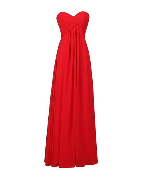 Empire Sweetheart Chiffon Red Bridesmaid Dress