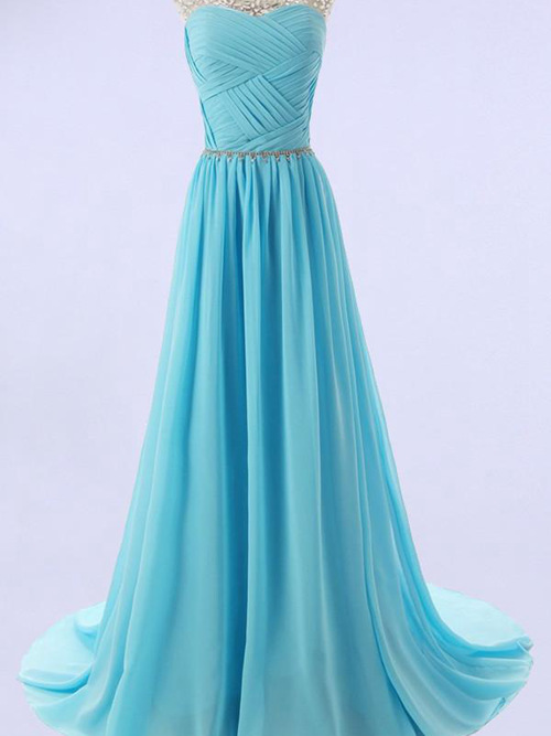 A-line Scoop Chiffon Bridesmaid Gown Beads