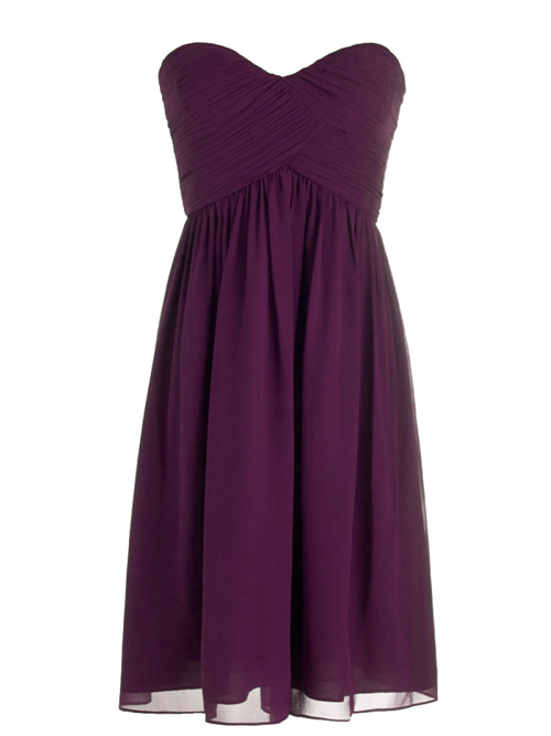 A-line Sweetheart Chiffon Purple Short Bridesmaid Dress