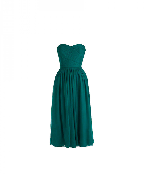 A-line Chiffon Tea Length Dark Green Bridesmaid Dress