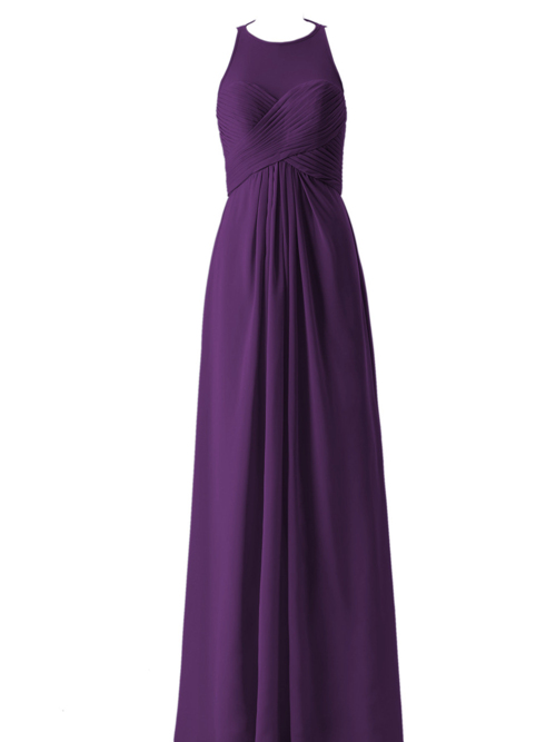 A-line Scoop Chiffon Purple Bridesmaid Dress Ruched