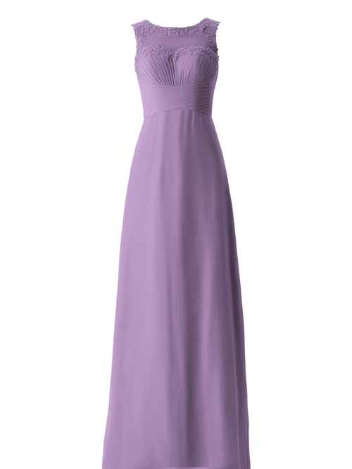 A-line Scoop Chiffon Lavender Bridesmaid Dress Applique