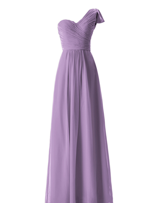 A-line One Shoulder Chiffon Lavender Bridesmaid Dress