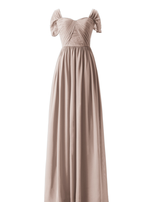 A-line Straps Chiffon Sleeves Bridesmaid Dress Ruched