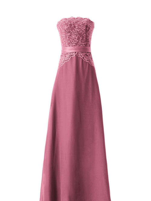 A-line Strapless Lace Chiffon Bridesmaid Dress