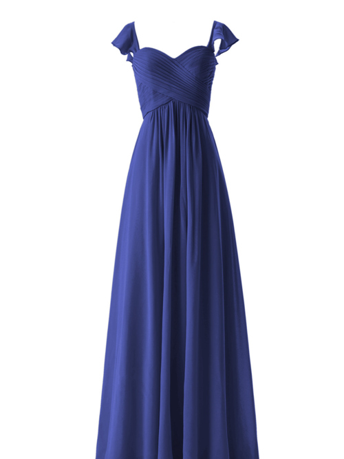 A-line Straps Chiffon Royal Blue Bridesmaid Dress