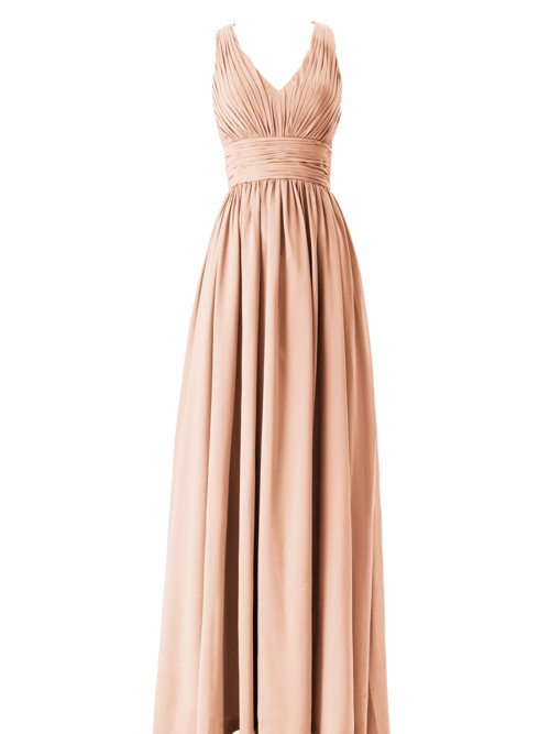 A-line Straps Chiffon Maid Of Honour Dress Ruched