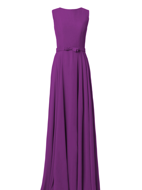 A-line Scoop Purple Chiffon Bridesmaid Dress Bowknot