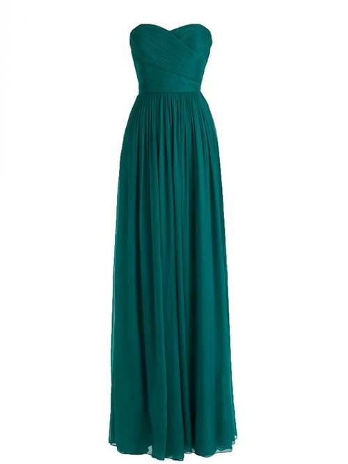 A-line Sweetheart Chiffon Dark Green Bridesmaid Dress