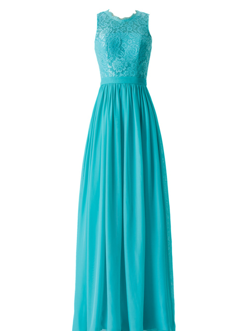 A-line Jewel Chiffon Bridesmaid Dress Lace
