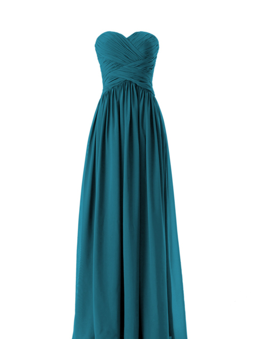 A-line Sweetheart Chiffon Ink Blue Bridesmaid Gown Ruched