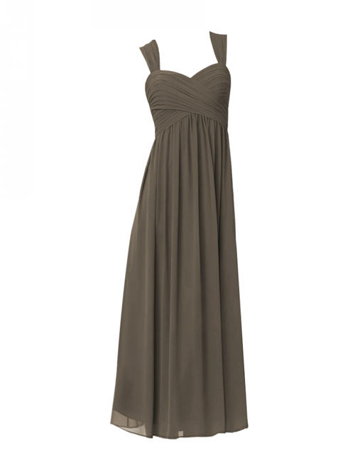 Grey A-line Straps Chiffon Bridesmaid Dress