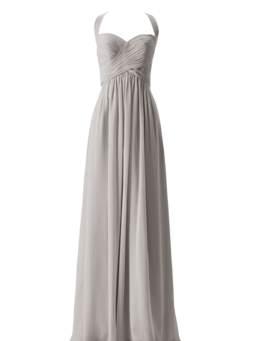 A-line Straps Chiffon Grey Bridesmaid Dress Ruched