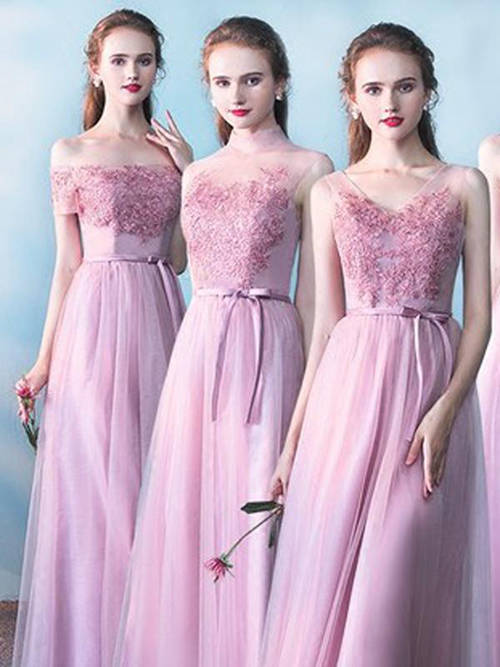 Gorgeous A-line Tulle Bridesmaid Dresses Applique