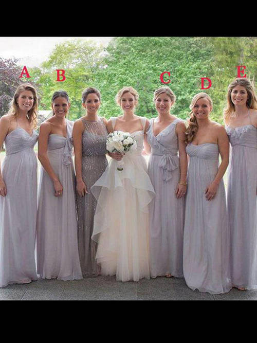 Different Necklines A-line Chiffon Bridesmaid Dresses
