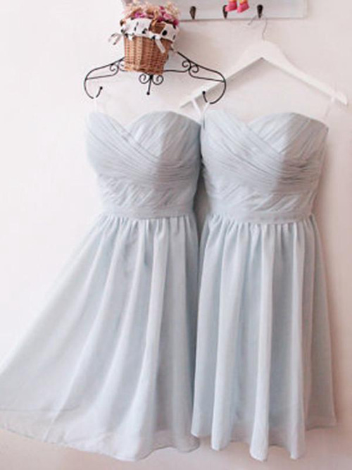 A-line Sweetheart Short Chiffon Bridesmaid Dresses