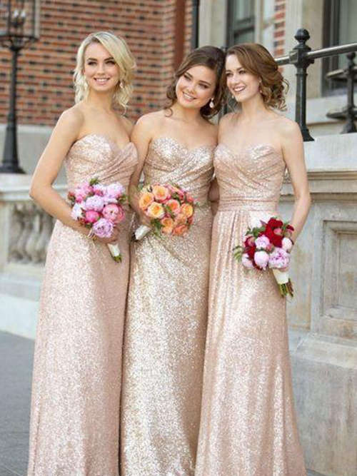 A-line Sweetheart Sequins Bridesmaid Dresses