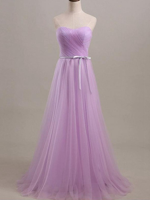 A-line Sweetheart Tulle Bridesmaid Dress Sash