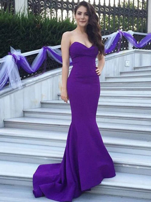Mermaid Sweetheart Taffeta Purple Bridesmaid Dress