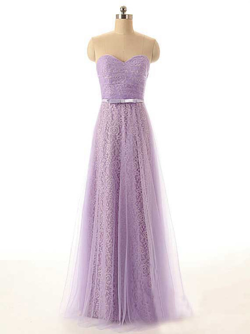 A-line Sweetheart Tulle Lace Bridesmaid Dress