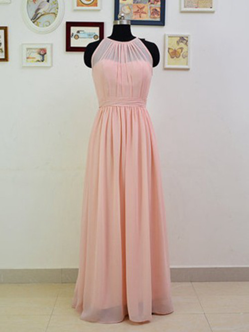 A-line Jewel Chiffon Bridesmaid Dress