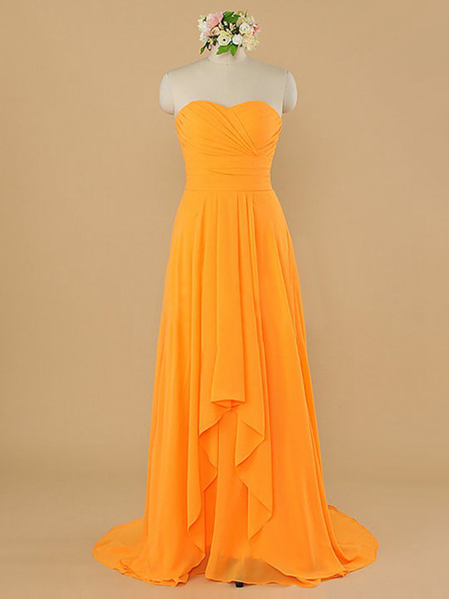 A-line Sweetheart Chiffon Orange Bridesmaid Dress