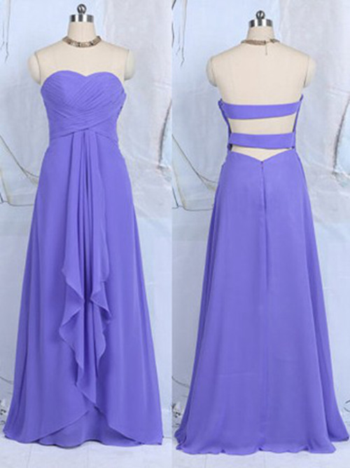 A-line Sweetheart Chiffon Blue Bridesmaid Dress