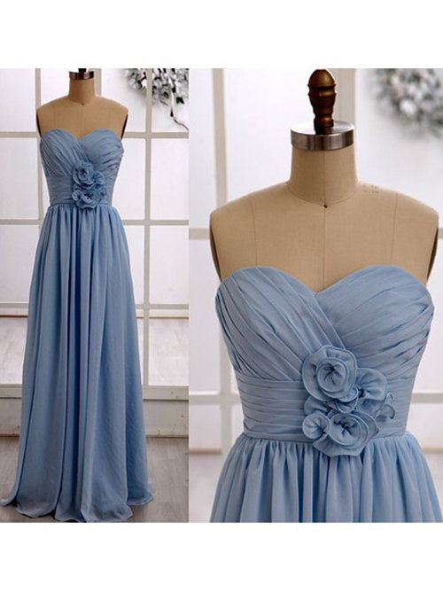 A-line Sweetheart Chiffon Bridesmaid Gown Flowers
