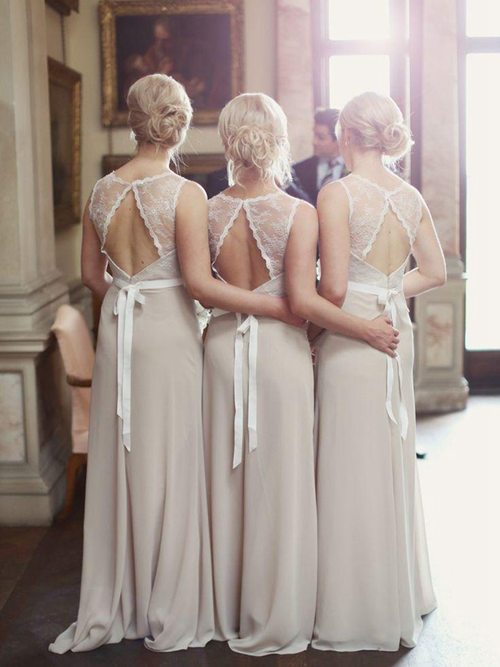 A-line Lace Chiffon Bridesmaid Dresses
