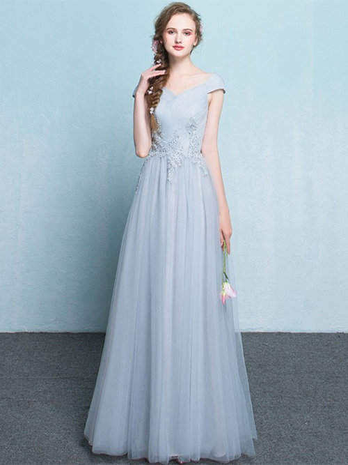 A-line Straps Tulle Bridesmaid Dress Applique