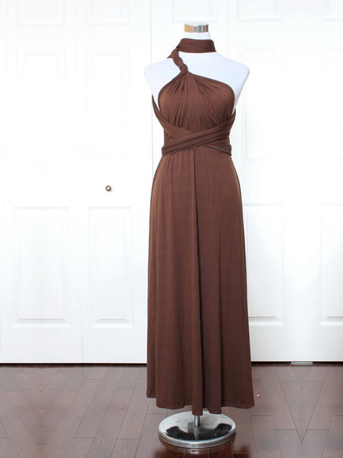 A-line One Shoulder Taffeta Chocolate Bridesmaid Dress