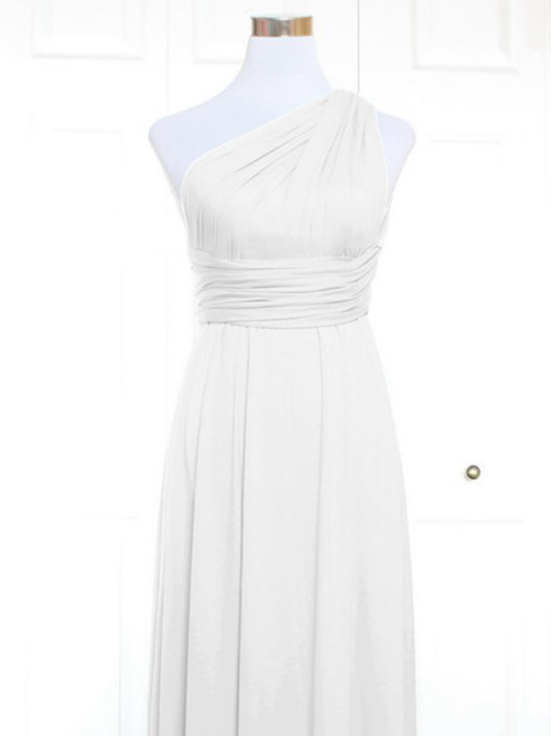 A-line One Shoulder Satin Ivory Bridesmaid Dress