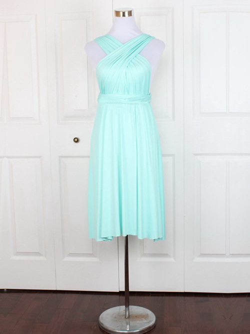 A-line Straps Satin Mint Bridesmaid Dress