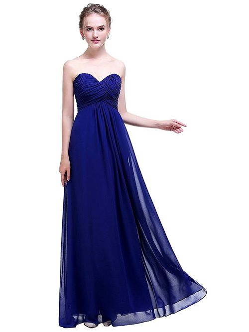 A-line Sweetheart Chiffon Blue Bridesmaid Dress Ruched