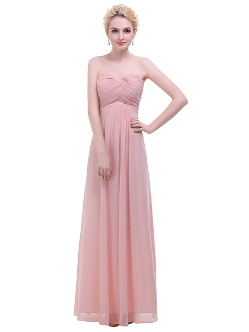 A-line Sweetheart Chiffon Pink Bridesmaid Dress