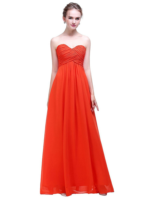 A-line Sweetheart Chiffon Red Bridesmaid Gown Ruched