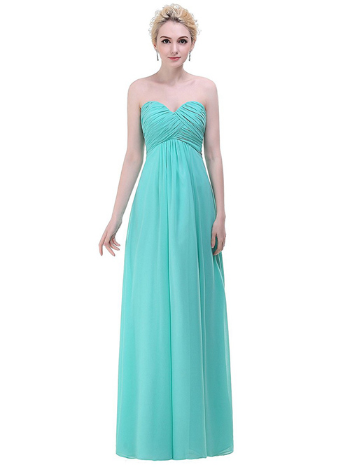 A-line Sweetheart Chiffon Green Bridesmaid Gown Ruched